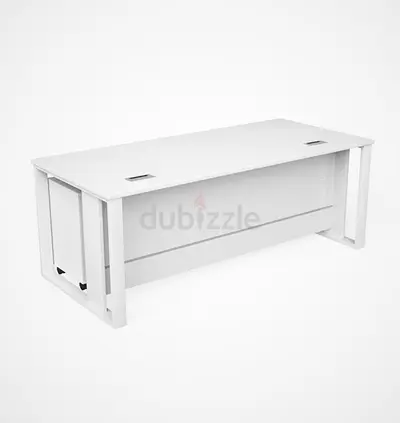 White Manager Table with Drawers – Modern Office Table 140 cm with Cable Management Tray