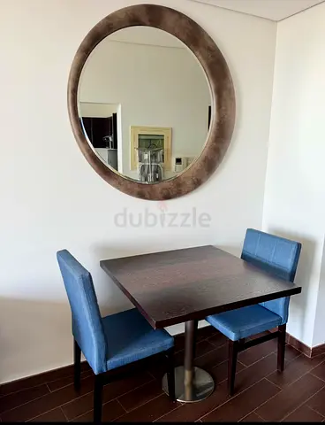 Small dining table and two chairs, the Matrix