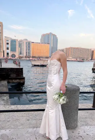 Sara Mrad Modern Minimalist Satin Mermaid Bridal Gown