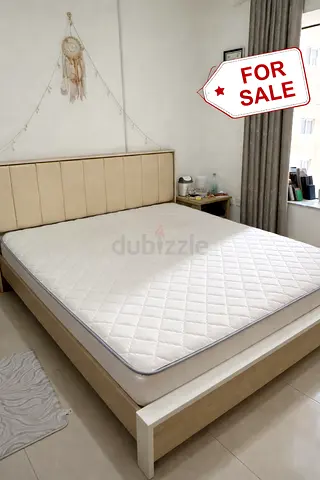 Bed set with mattress (side table and dresser included)