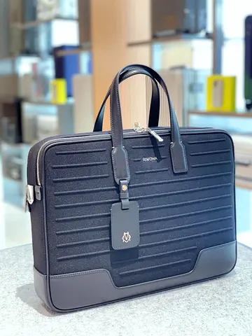 ​RIMOWA Never Still Briefcase - Black Canvas  Leather (Laptop Bag / Business Bag)