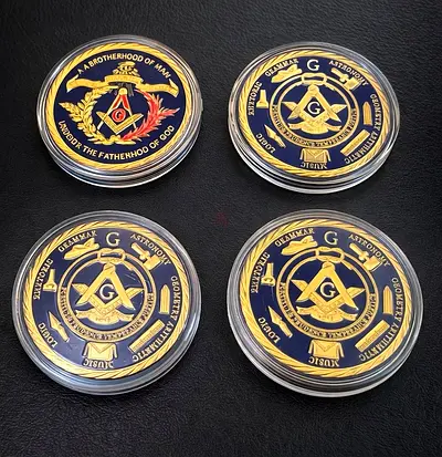 Luxury Masonic Collectible Coin – Gold  Navy Edition