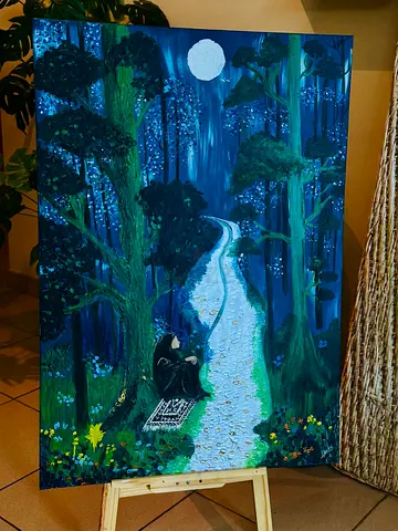 Seeking Light - Hand-painted Spiritual Forest Scene