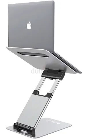 Foldable High-quality Metal Laptop Stand - Height Adjustable Sit-to-Stand Riser (Silver)