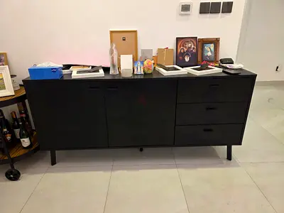 Elegant Black Credenza with Drawers