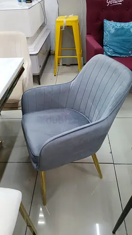 Stylish Grey Velvet Chair with Gold Legs