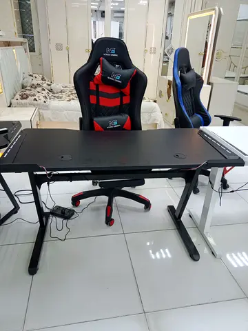 Black gaming/PC desk with cable grommets - used, good condition