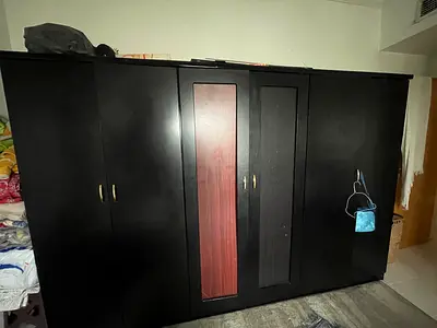 Spacious Black Wardrobe, Quality bed and a nice black dresser