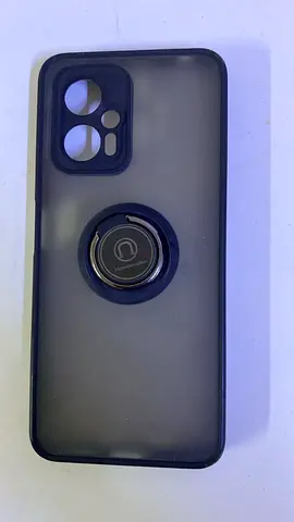 Black matte phone case with ring holder — good condition