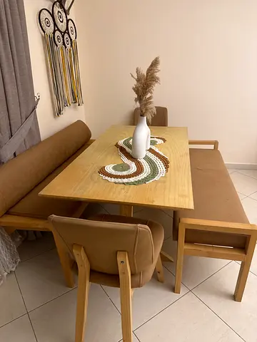 Stylish Wooden Dining Table Set with Cushioned Chairs