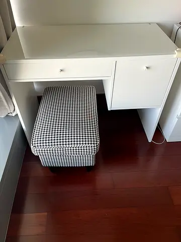 White IKEA Vanity  Ottoman