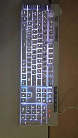 Red Dragon White Keyboard With LED lights in good condition