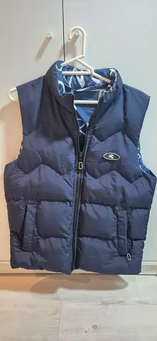Navy Quilted Puffer Vest — Men’s Sleeveless Jacket Hoodie