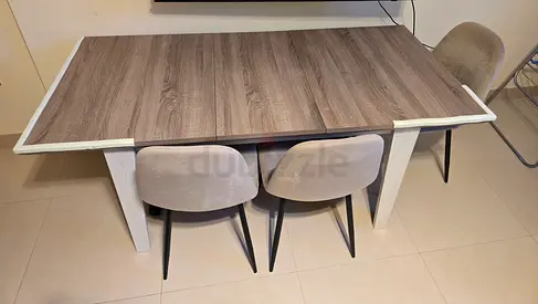 Dining table with 3 chairs - wood- Excellent condition and quality