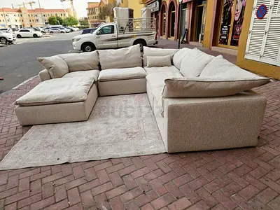 Selling high quality 2xL brand feather filled L Shape Sofa with ottoman For sale