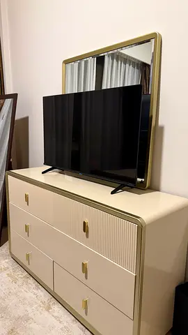 Cream 6-Drawer Dresser with Mirror
