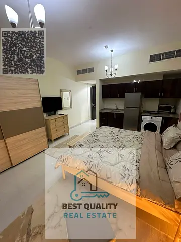 استوديو مفروش للإيجار الشهري خلف نادي الشرطة شامل الفواتير