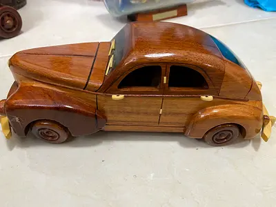 Vintage Wooden Peugeot Car Model
