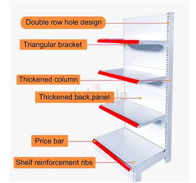 4-Tier Retail Gondola Shelving Unit - Supermarket Display Rack