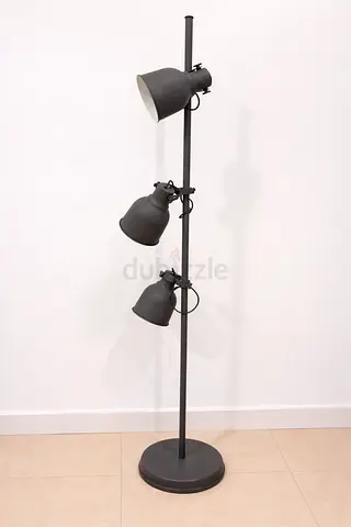 Black industrial 3-head adjustable floor lamp