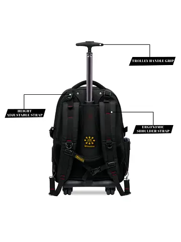President 18-Inch Rolling Backpack Trolley Bag - 1680D Ballistic Nylon, Water-Resistant,(Model 1850)