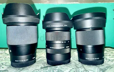 Sigma APS-C Lens Bundle — 16mm f/1.4, 18-50mm f/2.8, 30mm f/1.4 (Used)
