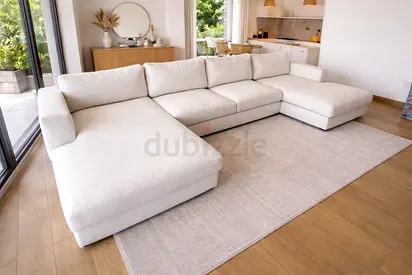Crategbarrel U Shape Sofa Beige Good condition