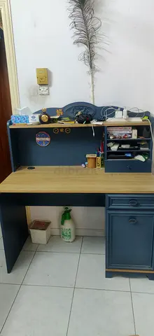 My wooden study/computer desk with storage (blue  oak)