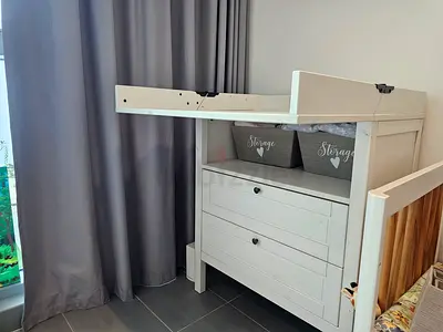 White wooden changing table with2 drawers - good condition
