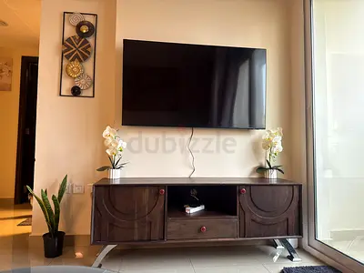 Wooden TV Console / Entertainment Center - Dark Walnut, Good Condition