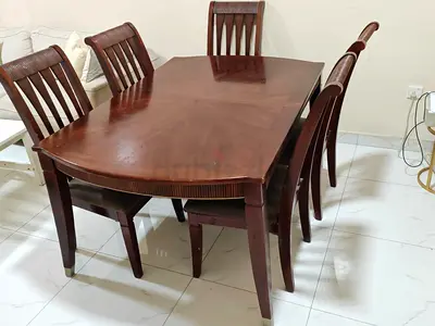 Natural Wood Dining Table with 6 Chairs