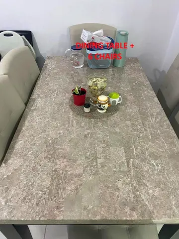 DANUBE Marbletop Dining table + 6 Chairs