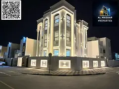 Luxury classic villa for sale in Al Zahia, corner location on two streets, with a luxurious design,
