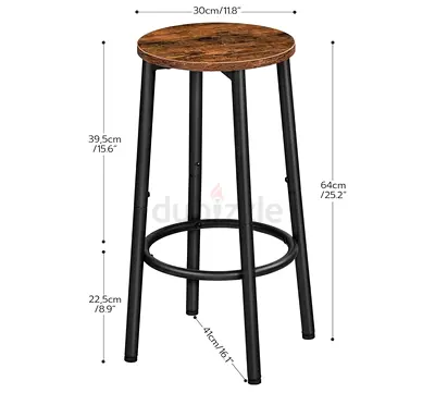 HOOBRO Round Bar Stools, Round Bar Chairs Set of 2, Kitchen High Bar Stools with Footrest