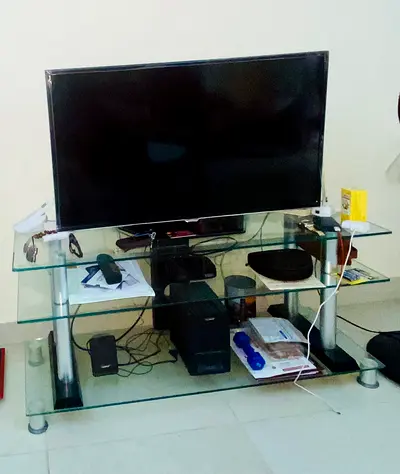 TV table with glass stand — good condition
