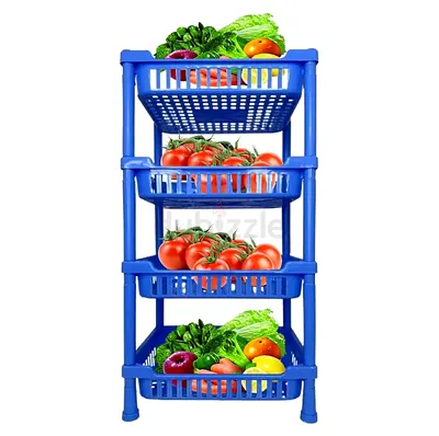 4-layers pink Plastic Kitchen Storage Rack - Fruit  Vegetable Organizer