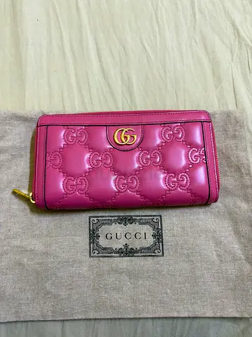 Gucci GG Matelassé Pink Zip Around Wallet