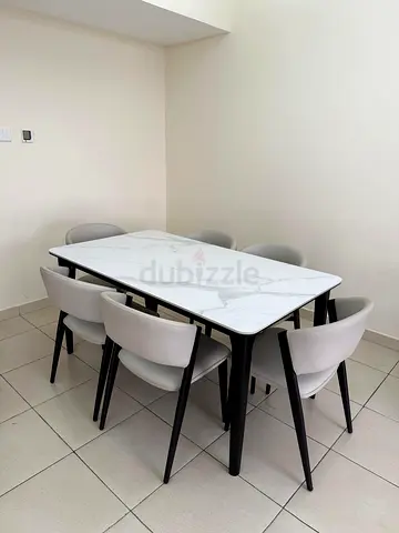 Modern Dining Table Set with Six Chairs