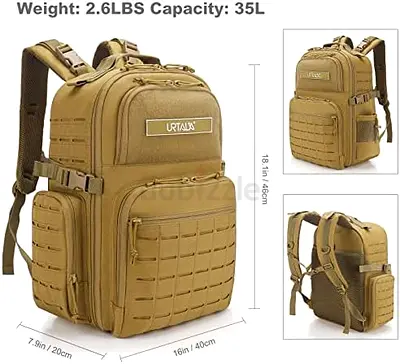 Urtala Tactical Backpack Large Waterproof Hiking Backpack 35L with Molle Webbing, DIY Patch Area  W