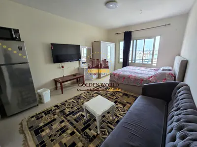Furnished studio for rent in Al Majarra near Corniche prime location internet included only AED 2300 monthly great deal 🔥