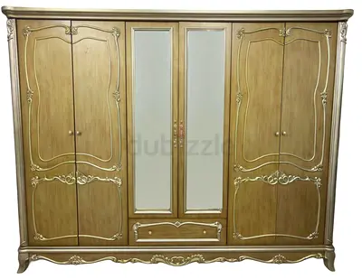Ornate Solid Wood 4-Door Wardrobe / Armoire with Mirrors