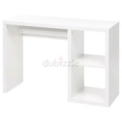 White compact computer desk with shelves 111x39 - used