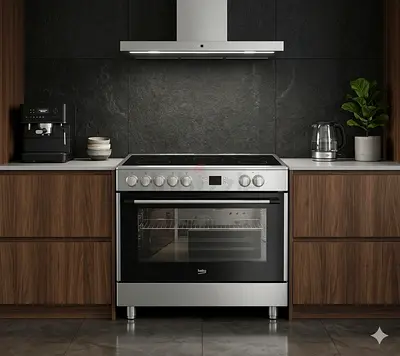 Beko latest model full electric ceramic 5 hobs stove oven fan cooking range 90x60 by bvcxz