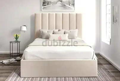 Brand New furnitures Beige upholstered double size bed with mattress