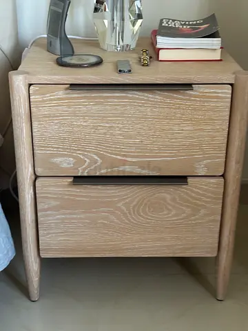 2 X Crate and Barrel Casa Oak 2-Drawer Nightstand in Light Oak