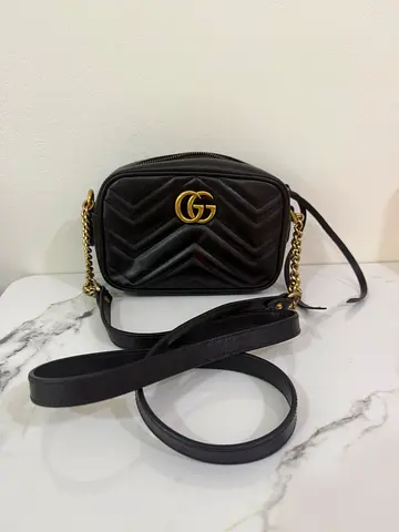 Gucci GG Marmont Mini Camera Bag – Black Leather