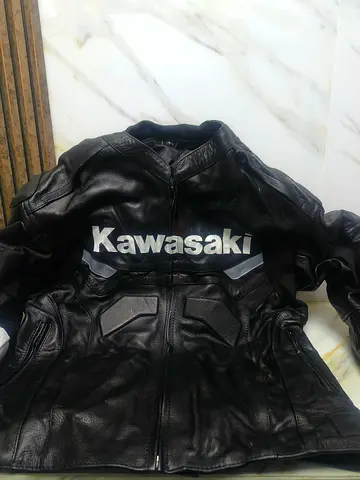 Kawasaki black leather motorcycle jacket brand new