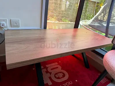 My light wood study desk with black metal legs