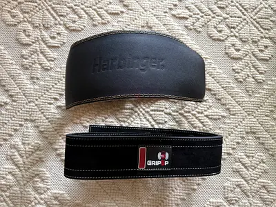 Harbinger leather weightlifting belt + Grip powerlifting belt - used