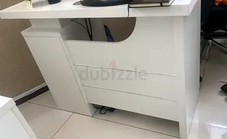 Compact White Study Desk with Storage